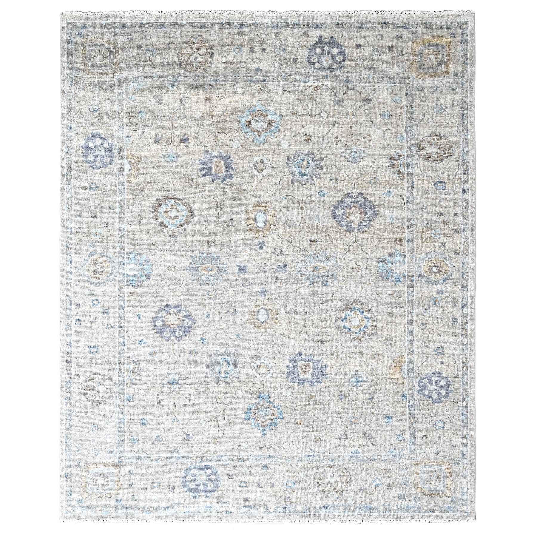 Khaki Brown, Supple Collection, Oushak Design, Hand Knotted, Lush and Plush, Pure Wool, Soft Pile, Tone On Tone, Veggie Dyes, Oriental Rug